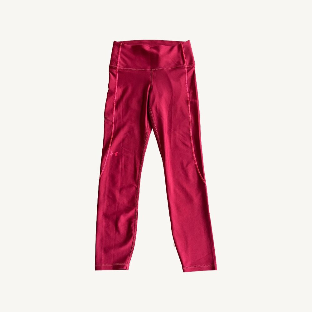 Under Armour Burgundy and Pink Detail Compression Leggings Size Small